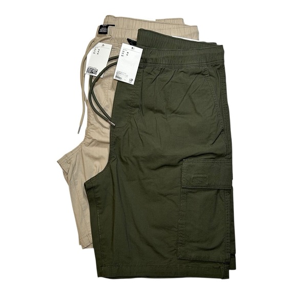 H&M 3 Pack Cargo Shorts Regular Fit Knee Length NWT Beige/Olive/Black Sz M - Picture 2 of 7